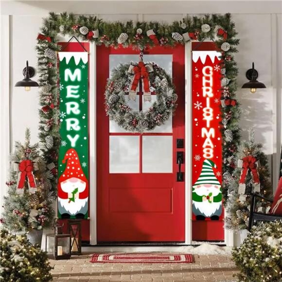 Christmas Decorations Porch Yard Sign, Hanging Christmas Flag Garden Door - Picture 5 of 8